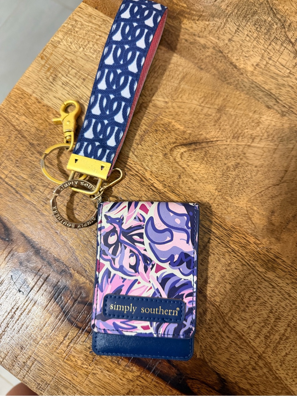 Simply Southern Pink Purple and Navy Lanyard Card Holder Keyring